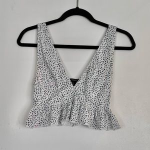 Blue flower cropped tank top